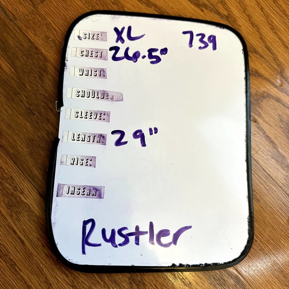 Vintage Rustler Wrangler Shirt Men Blue White Pearl Snap Short Sleeve Plaid XL - Picture 5 of 5